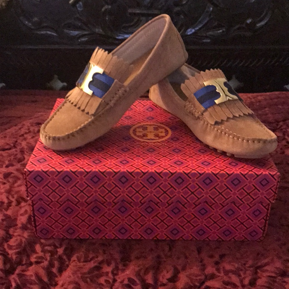 NWT Tory Burch Gemini Link Driver Loafer Royal Tan